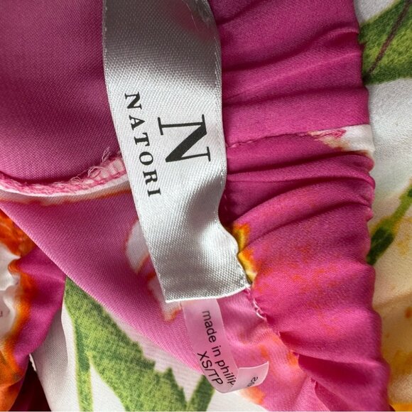 Natori pants floral painting 🖼️ style pink lightweight soft silky satiny sexy - Picture 7 of 8